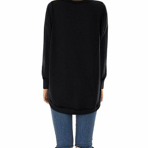 HIYIYEZI Womens O Neck Plain Side Split Loose Casu - Picture 2 of 7